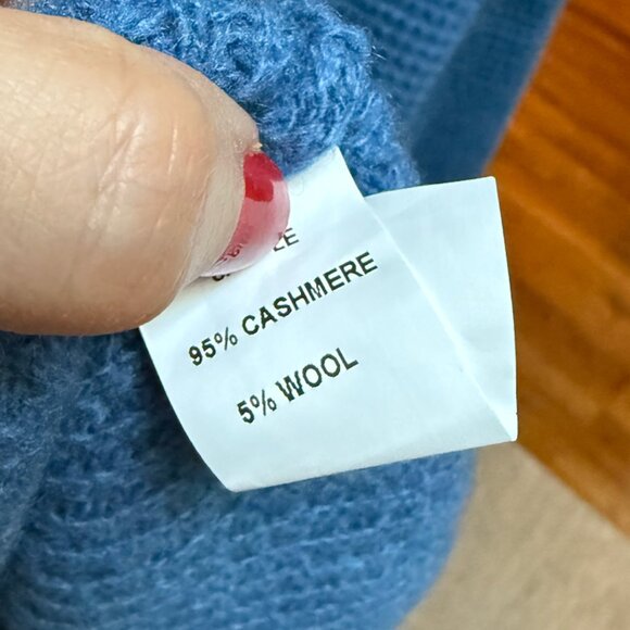 Outerknown Cashmere Cobalt Blue Waffle Knit Crew Neck Sweater Estimated Medium - Picture 5 of 5